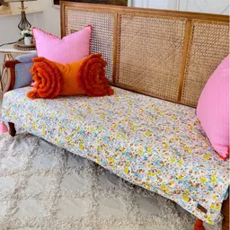 THROWPILLOW Yellow & Multicoloured Printed Polyester 1 Piece Sofa Cover image 3