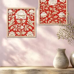 Kotart Brown & Red 2 Pieces Wooden Floral Wall Paintings-picture-27