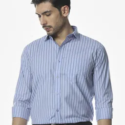 Klub Fox Men Slim Fit Vertical Striped Spread Collar Cotton Formal Shirt-picture-35
