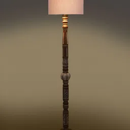 Devansh Grey & Brown Drum Wooden Floor Lamp image 2