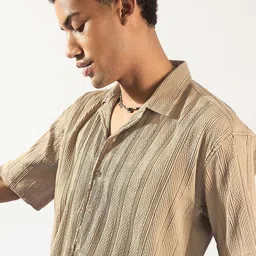 DENNISON Men Self Design Oversized Casual Shirt image 5