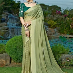 K 5 Fashion Striped Pure Chiffon Saree-image-20