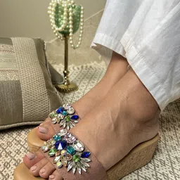 SANDAL STORIES Embellished PU Wedge Sandals image 4