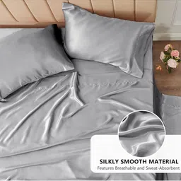 MUSH Luxurious Grey 400 TC King Bedsheet Set 2.74m x 2.74m image 5