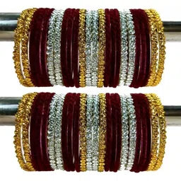 poshing Maroon Glass Artificial Stones Bangle image 1