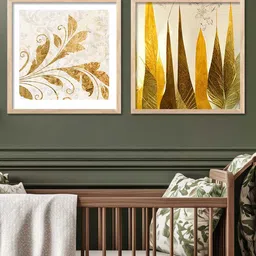 Kotart Brown & White 2 Pieces Floral Wooden Wall Arts-picture-13