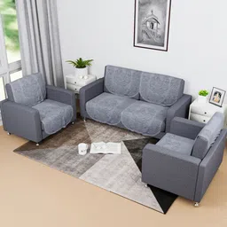 Aura Grey Printed Cotton Sofa Cover-image-18