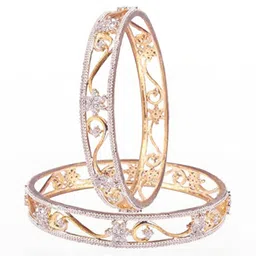 Shiv Jewels Set Of 2 Gold Plated Cubic Zirconia Studded Bangles-picture-27