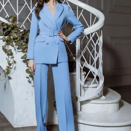 LAVISH APPARELS Notched Lapel Collar Double-Breasted Blazer With Pant-picture-31