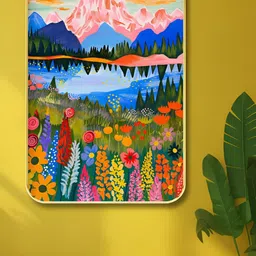 Myntra Elegant Homes Pink & Blue Floral And Botanical Printed Wooden Wall Art-image-36