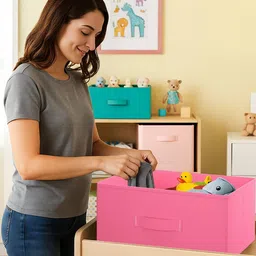 Kuber Industries Pink 6 Pieces Textured Non-Woven Drawer Organisers-26 L Each image 5