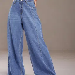 GUTI Women Wide Leg Light Fade Jeans-image-94