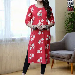 HERE&NOW Women Pack of 3 Chevron Printed Daily Straight Kurtas image 1