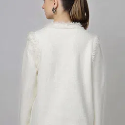 Mast & Harbour Women Self Design Woollen Cardigan Sweater image 2