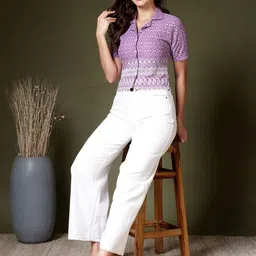 AKIMIA Women Embroidered Ethnic Schiffli Crop Top image 3