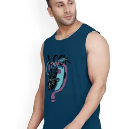 SLOWLORIS Pack Of 2 Printed Combed Cotton Gym Vests VSL26 CMB(CHS MAROON)(LOOK PEACOCK) image 5