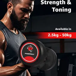 PowerMax Fitness Set Of 2 Round Fixed Weight Dumbbell - 30 Kg Each image 4