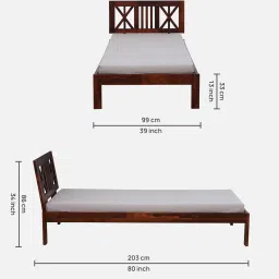 woodsworth from pepperfry Kenzo Sheesham Wood Single Bed In Honey Oak Finish image 2