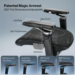 DROGO Black 360 Ergonomic Study Arm Chair with Patented Flow Technology image 2
