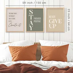 Kotart Brown & Green 3 Pieces Wooden Motivational Wall Arts image 2