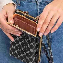 MOMISY Geometric Printed Half Moon Shoulder Bag With Tasselled image 4