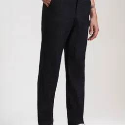 JADE BLUE Men Slim Fit Mid-Rise Flat-Front Cotton Trousers image 4