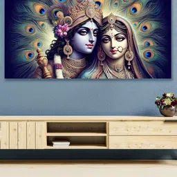 nestroots Navy Blue & Green Canvas Religious Wall Paintings-image-2