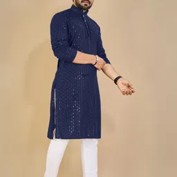 click n buy Men Blue Kurtas image 3