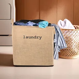 Myntra Elegant Homes Brown Foldable Laundry Basket with Handles-picture-33