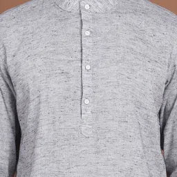 Anouk Grey Mandarina Collar Dobby Short Kurta image 5