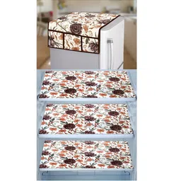 E-Retailer 4-Pcs White & Orange Printed Refrigerator Covers-image-45