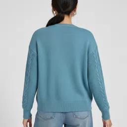 glitchez Cable Knit Detail Oversized Pullover image 5
