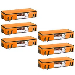 prettykrafts Orange & Black 6 Pieces Reusable Multi-Utility Organisers image 1