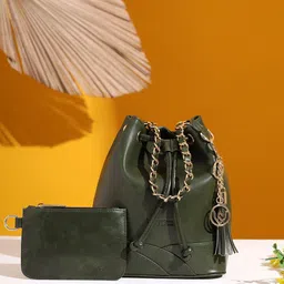 VISMIINTREND Leather Bucket Handheld Bag with Tasselled-picture-52