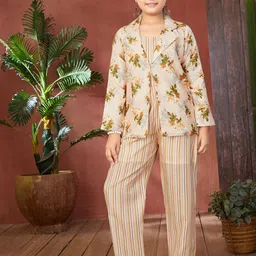 BAESD Girls Printed Pure Cotton Top & Trousers With Jacket-image-97