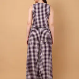 Azira Checked V-Neck Pure Cotton Waistcoat With Trousers image 5