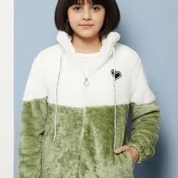 BAESD Girls Colourblocked Woollen Lightweight Puffer Jacket-picture-27