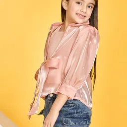 Peppermint Girls Solid Top with Puff Sleeve Shirt image 3