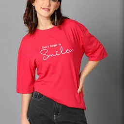 Kotty Women Typography Printed Drop-Shoulder Sleeves T-shirt image 2