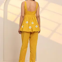 Ragavi Embroidered Pure Cotton Shoulder Strap Top & Trousers Co-Ords image 4