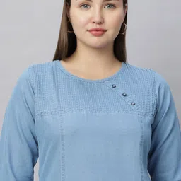 SK Creation Women Solid Denim Kurta image 5