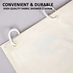 Aura 2-Pcs Cream & Orange Printed Shower Curtain With 8 Rings image 2