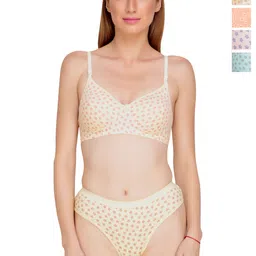 Liigne Women Pack Of 4 Everyday Printed Padded Bra Pure Cotton Lingerie Set-picture-24