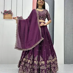 Aika Embroidered Thread Work Ready To Wear Lehenga & Unstitched Blouse With Dupatta-picture-22