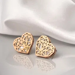 Mesmerize Stainless Steel Rose Gold-Plated Mother Of Pearls Studded Heart Shaped Studs-picture-11