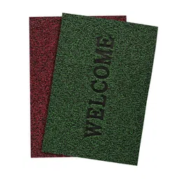 Kuber Industries Red & Green 2 Pieces Textured Anti- Slip Grass Doormats image 1