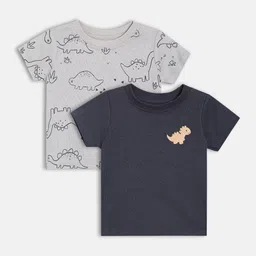 MINI KLUB Boys Pack of 2 Printed Pure Cotton T-shirts-image-76