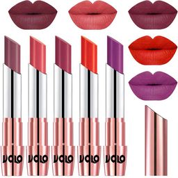 VOLO Set Of 5 Creme Matte Lipstick-3.5g Each -Plum- Dark Peach- Rose Pink- Coral-Purple-picture-28