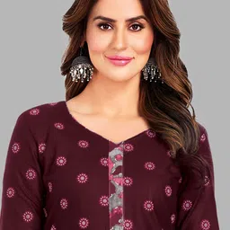 Simmu Floral Printed Pure Cotton Unstitched Dress Material image 4