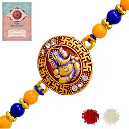 MEIRA JEWELLERY Set Of 1 Rakhi With Roli Chawal & Greetings Card Set-picture-32